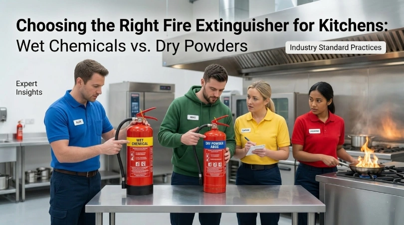 Choosing the Right Fire Extinguisher for Kitchens: Wet Chemicals vs. Dry Powders